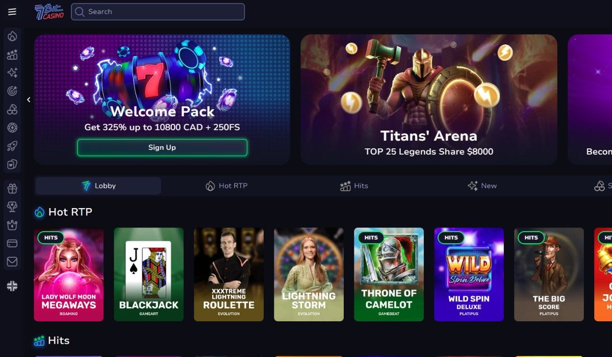 7Bit Casino: screenshot of the casino site