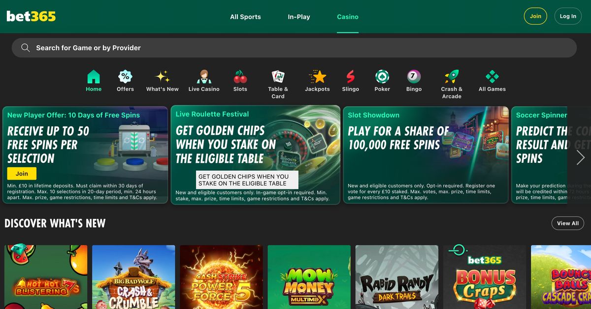 bet365 Casino: screenshot of the casino site