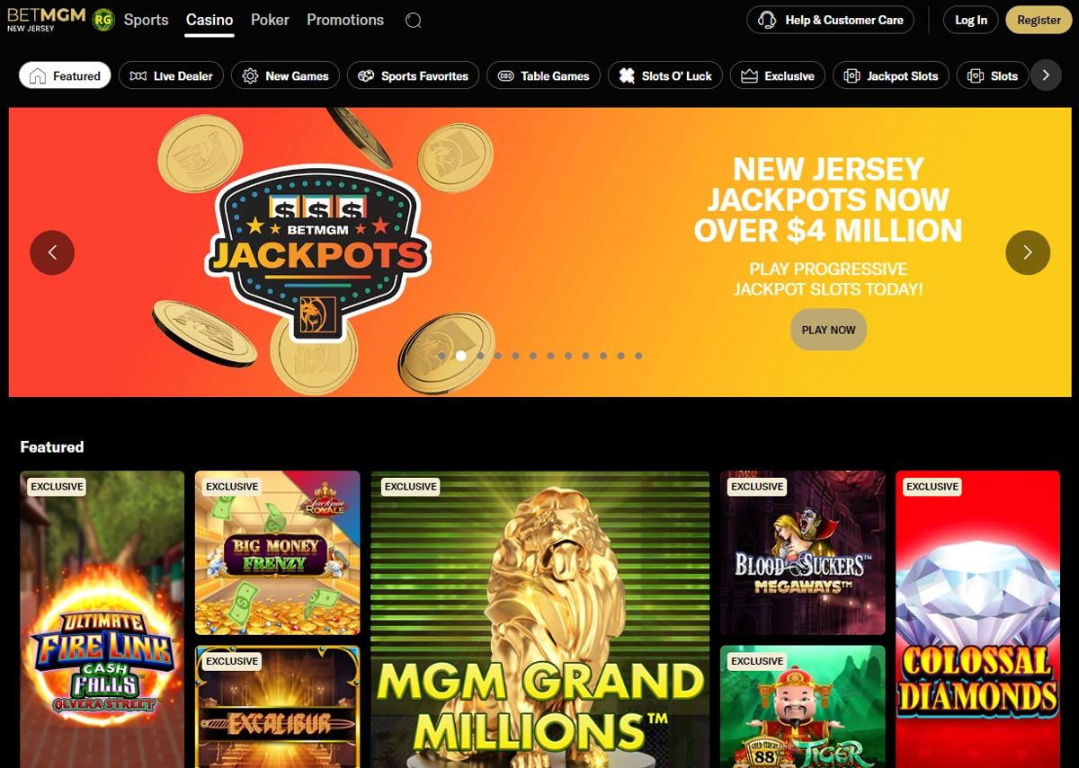 BetMGM Casino: screenshot of the casino site