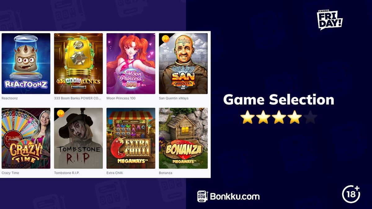 Casino Friday: screenshot of the casino site
