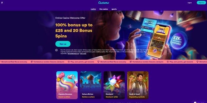 Casumo: screenshot of the casino site