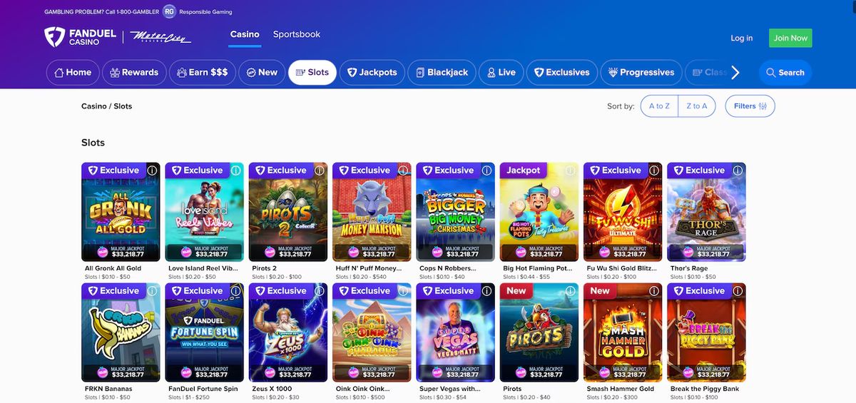 FanDuel Casino: screenshot of the casino site