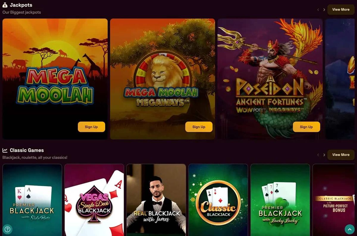 Grizzly's Quest Casino: screenshot of the casino site