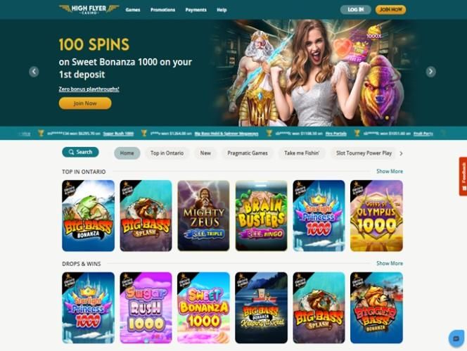 High Flyer Casino: screenshot of the casino site