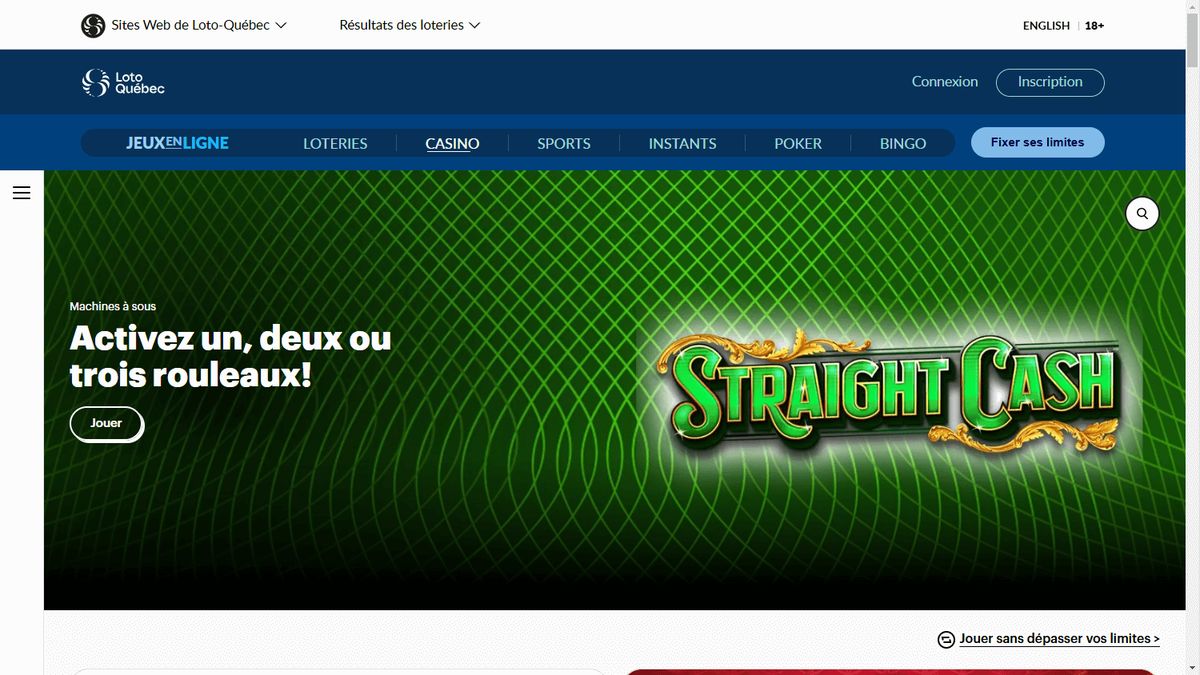 Loto-Québec: screenshot of the casino site