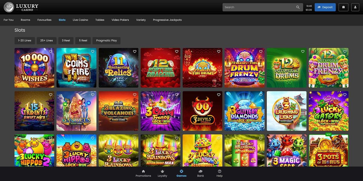Luxury Casino: screenshot of the casino site