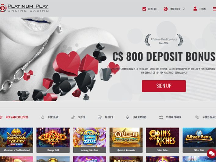 Platinum Play Casino: screenshot of the casino site