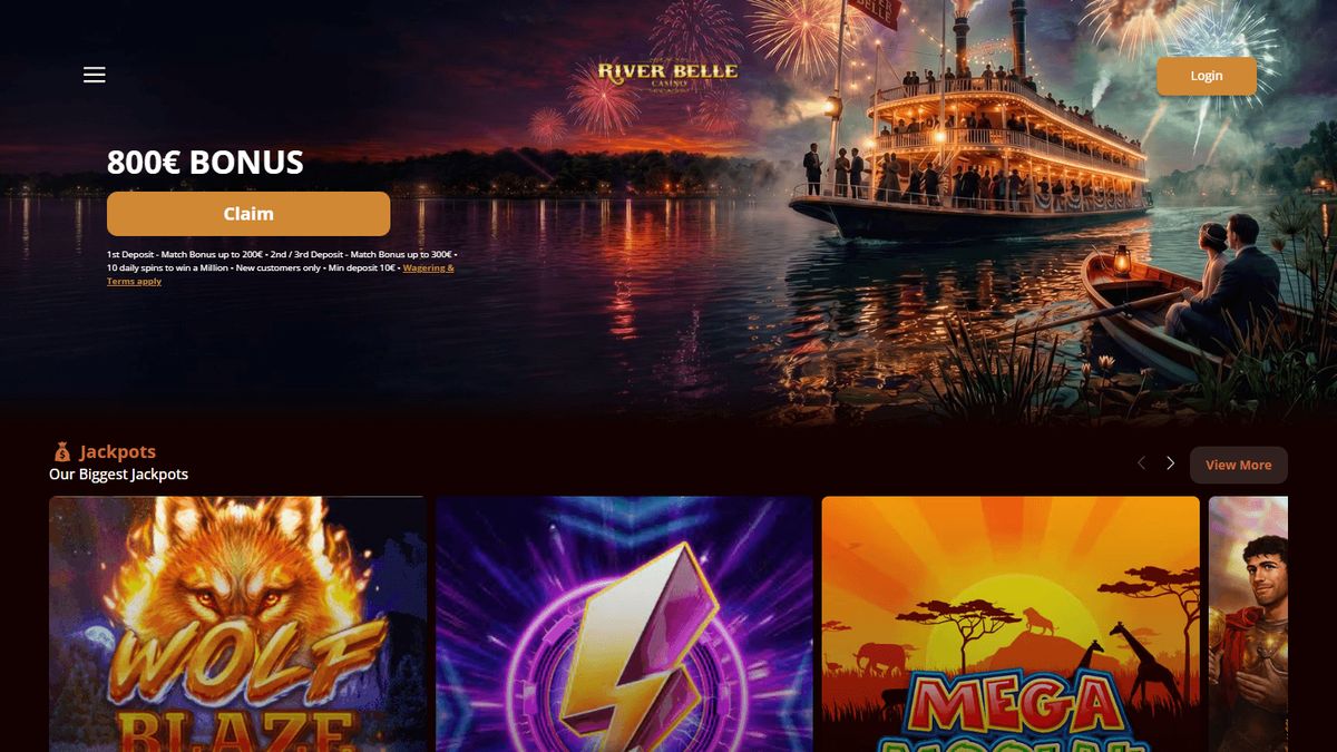 River Belle Casino: screenshot of the casino site
