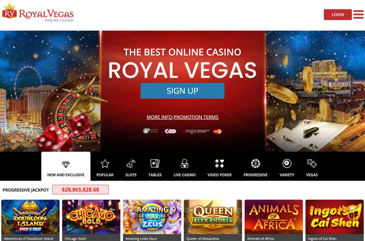 Royal Vegas Casino: screenshot of the casino site