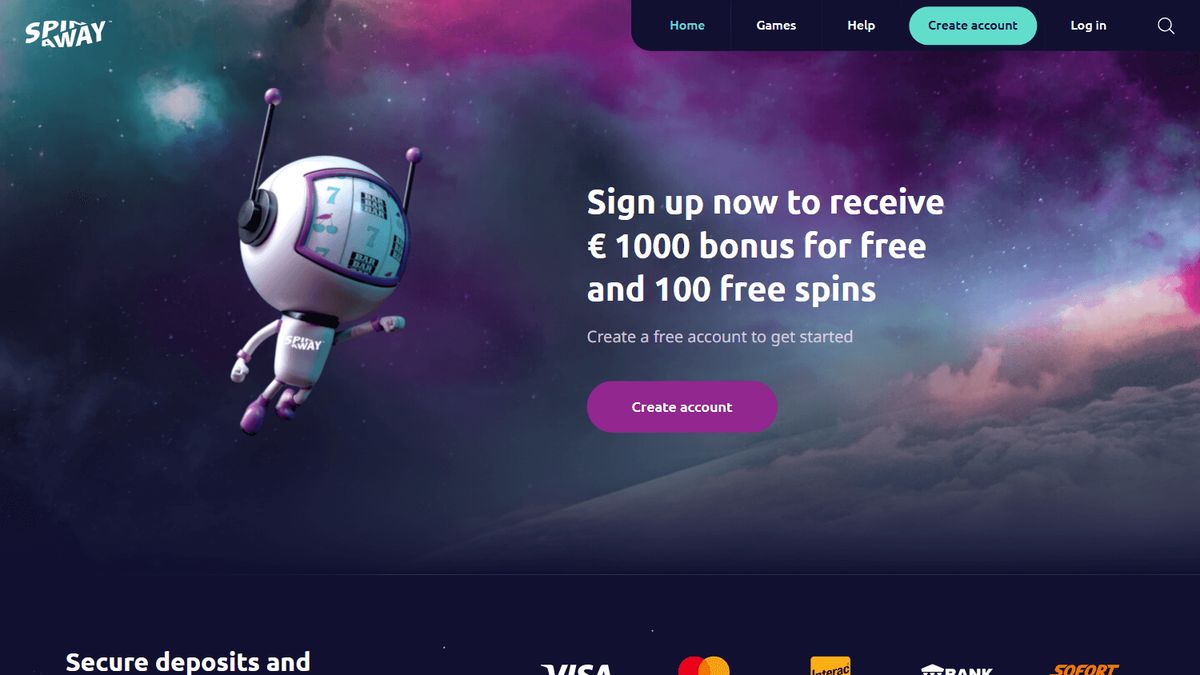 Spinaway Casino: screenshot of the casino site