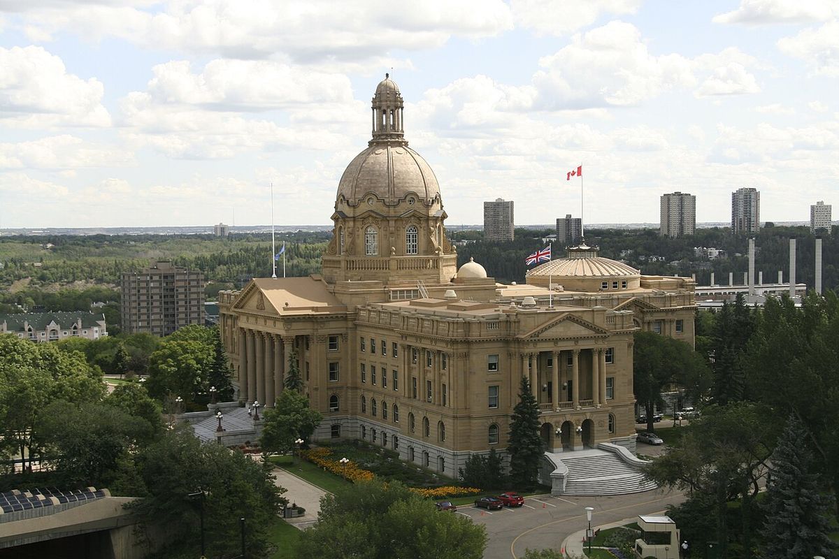 A few pictures of the Alberta Legislature, as taken from a balcony of an office tower on 108th Street.