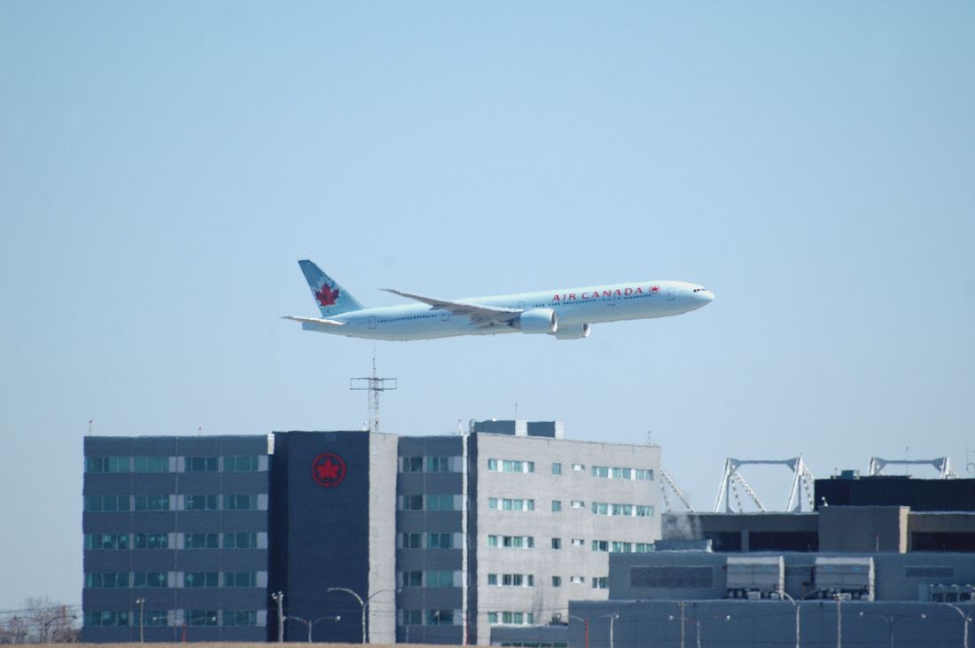 Air Canada Centre, Air Canada headquarters, and Air Canada Boeing 777-333ER - Montreal, Quebec. It is nicknamed "La Rondelle" ("The Puck").