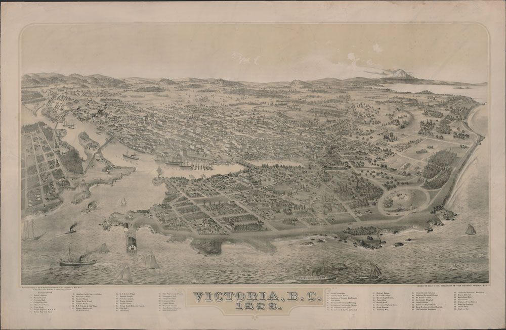 Title / Titre : Bird’s-eye view of Victoria, British Columbia, 1889 / Vue à vol d’oiseau de Victoria (Colombie-Britannique), 1889 Creator(s)