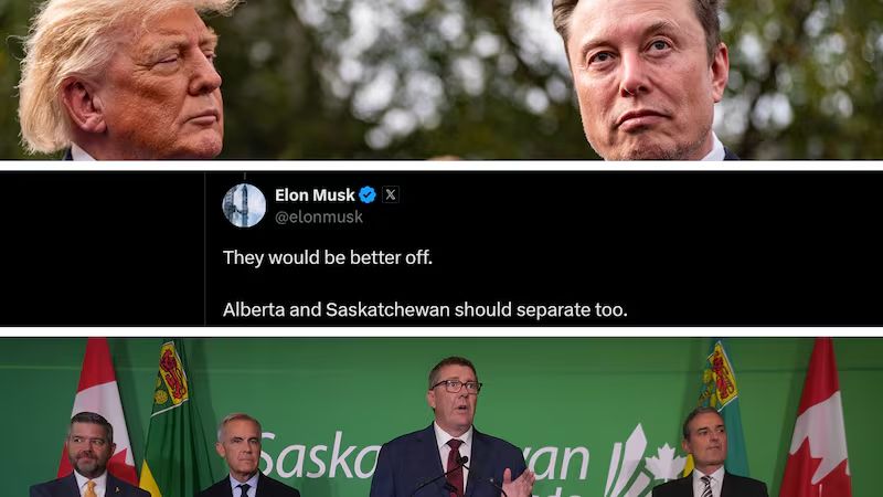 Alberta and Saskatchewan premiers reject Elon Musk's call for separation