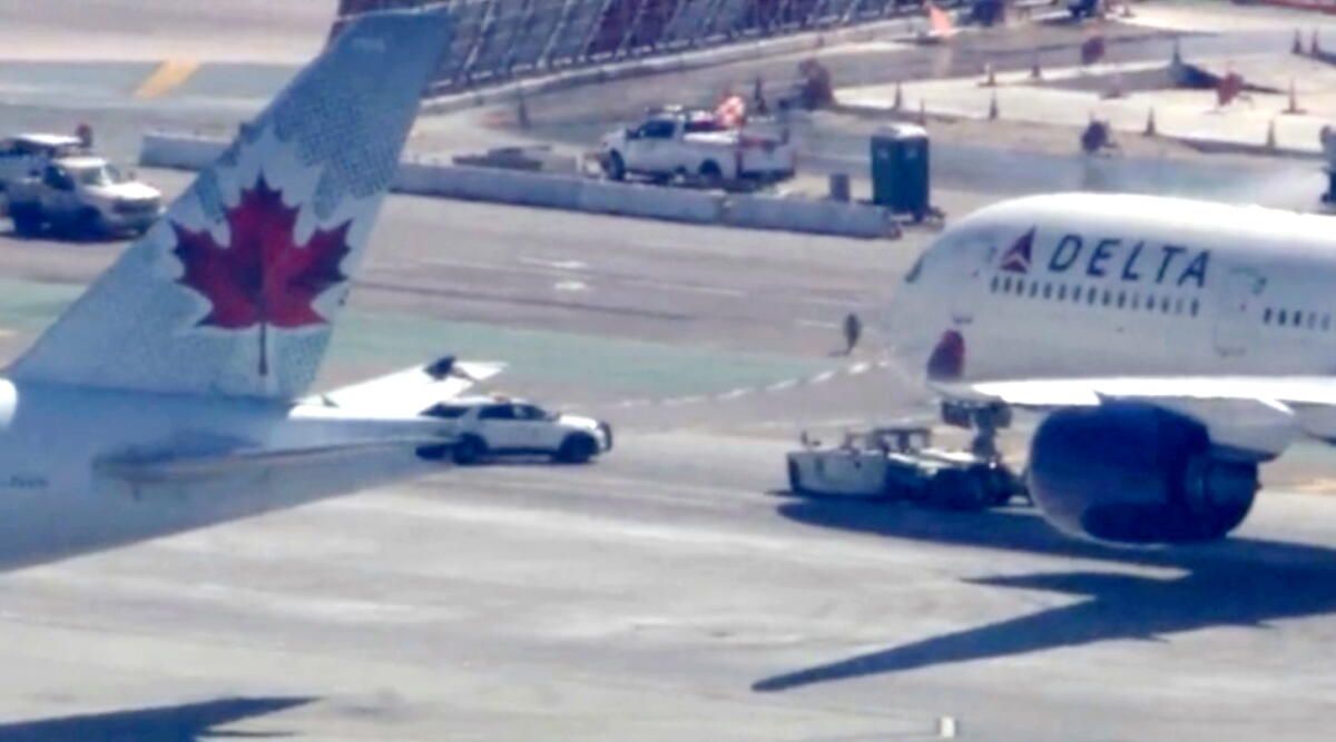 Delta plane clips Air Canada jet on tarmac at Los Angeles airport
