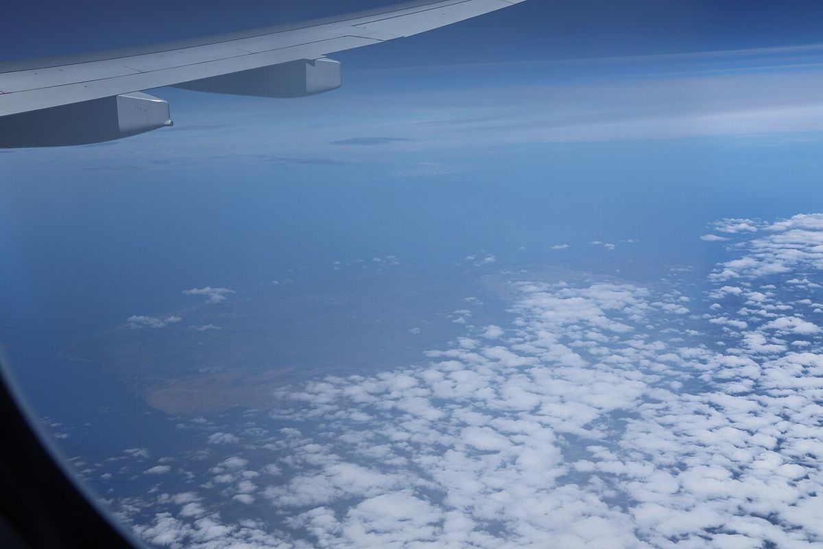 View of Atlantic Canada from the air in a Virgin Atlantic Airbus A330-900.