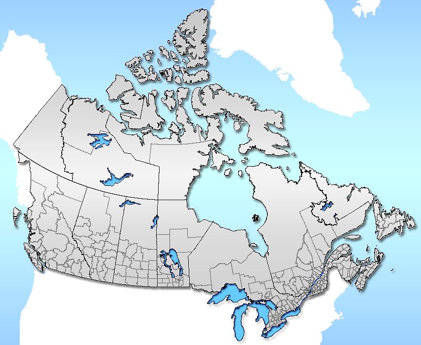 Census divisions layout of Canada