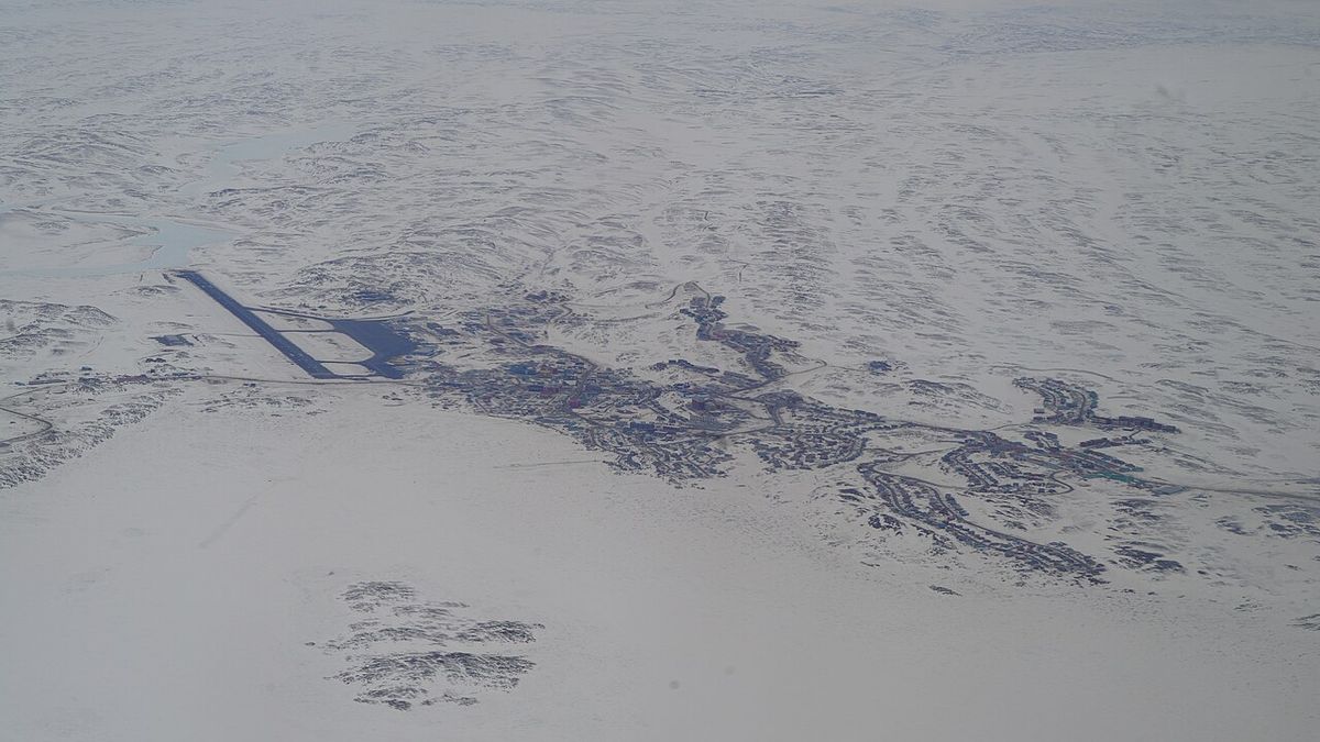 Aerial view of Iqaluit, Nunavut.