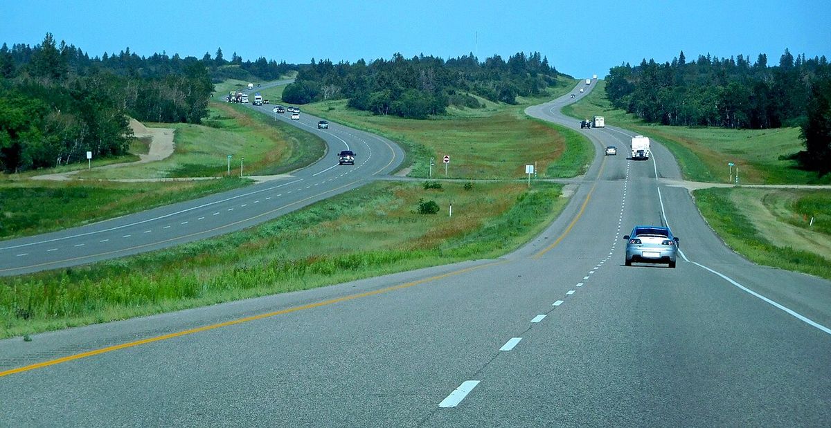 Eastbound on Manitoba Highway 1 near Carberry