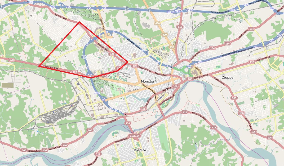 The lockdown area following the 2014 Moncton shootings