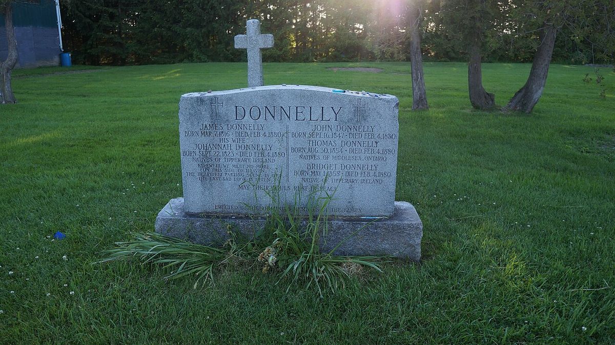Black Donnelly's gravestone in St. Patrick's Cemetery - Lucan Ontario