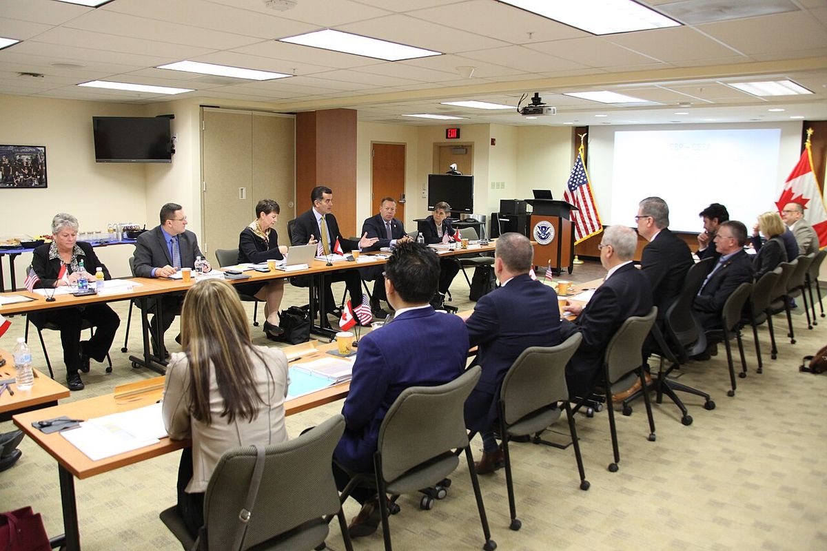 Robert E. Perez, Acting Deputy Commissioner for U.S. Customs and Border Protection (CBP).speaks to key members at the CBP-CBSA Joint Senior 