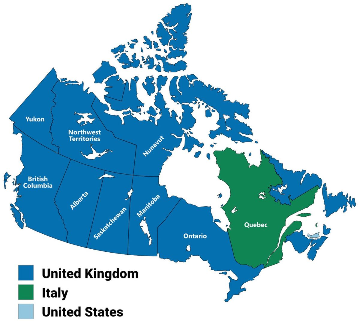 Largest nation of immigrants by province and territory, 1971 census