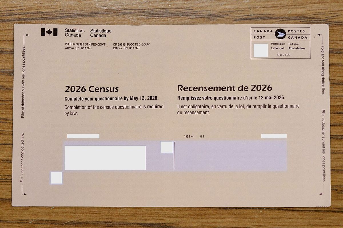 An-unopened 2026 Canadian census questionnaire envelope from Statistics Canada