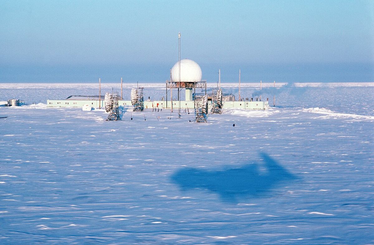 DF-ST-88-03448 - The shadow of an aircraft passes over a radar station. The radar station POW-2 is one of 30 under US Air Force control on t