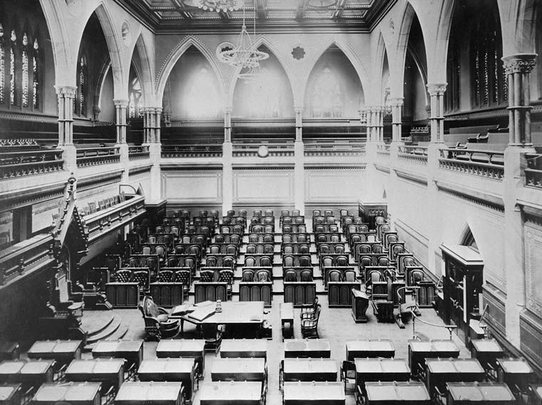 Interior of the House of Commons, Parliament Buildings
