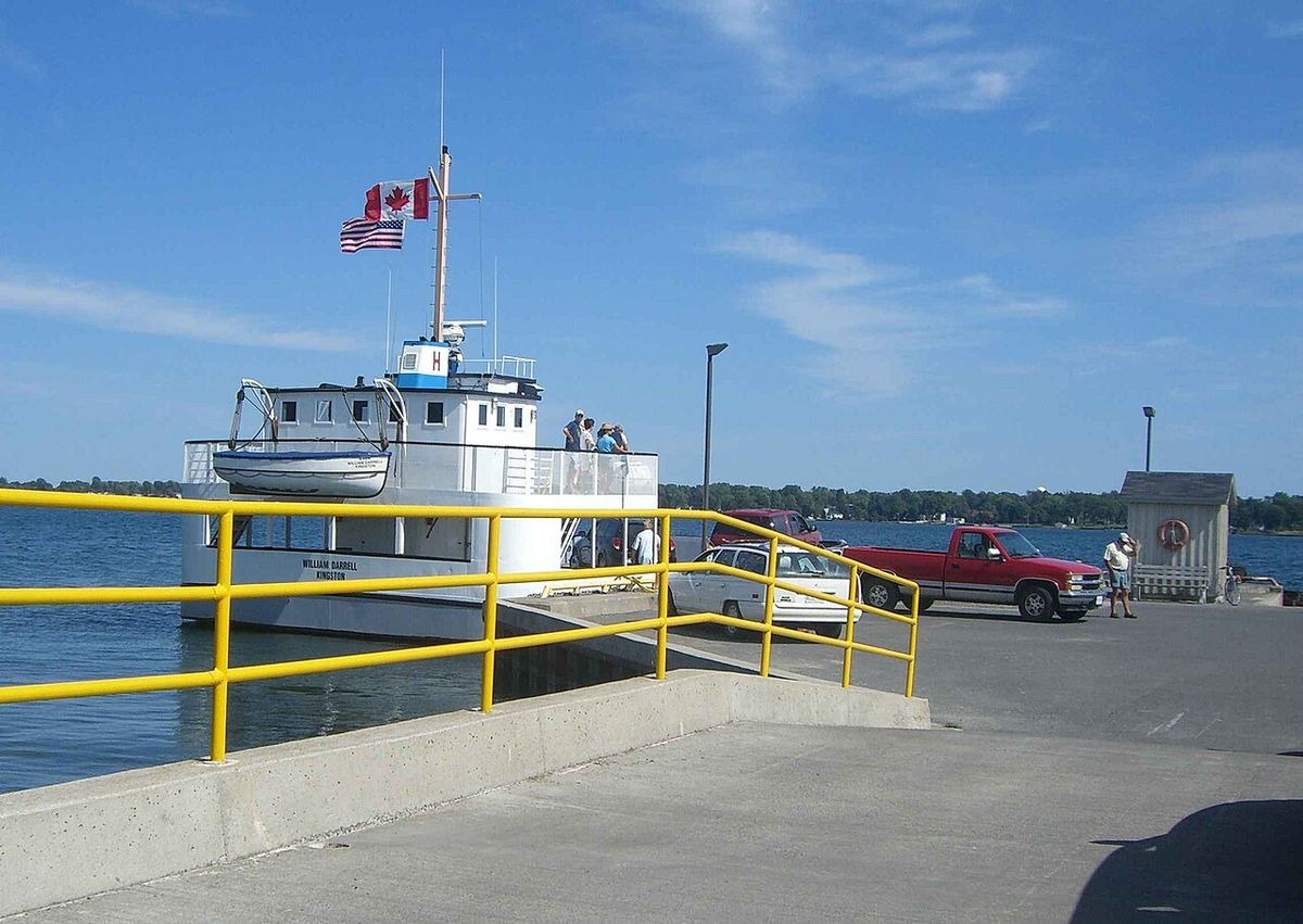 Ferry departing Wolfe Island, ON for Cape Vincent, NY