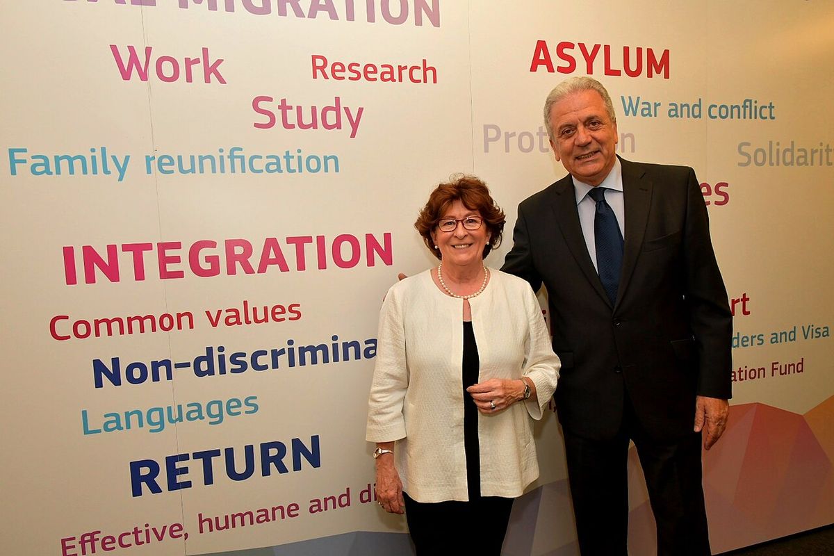 Dimitris Avramopoulos, Member of the EC in charge of Migration, Home Affairs and Citizenship, receives Louise Arbour, UN Special Representat