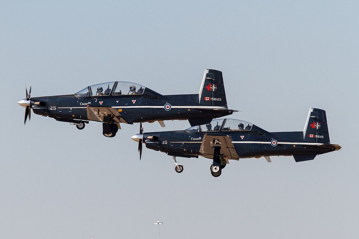 A Royal Canadian Air Force CT-156 Harvard II at the Alliance Air Show in 2014.