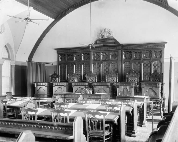 Interior of the old Supreme Court of Canada courtroom. Ottawa, Canada.