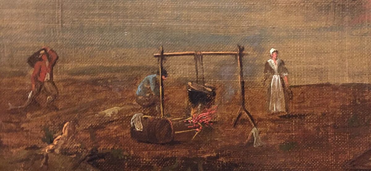 Inset of painting by Samuel Scott (c. 1702-7=1772) British Vessels at Anchor in Annapolis Royal, Nova Scotia, with a Rear-Admiral of the Red