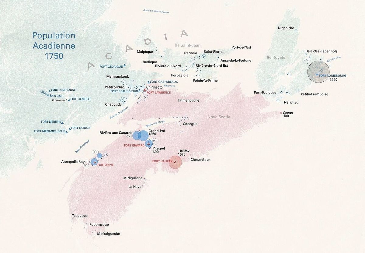 La population acadienne en 1750