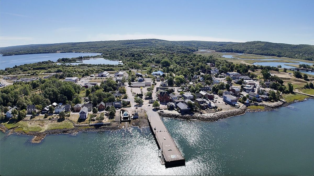 Aerial view of Annapolis Royal, Nova Scotia taken summer 2025