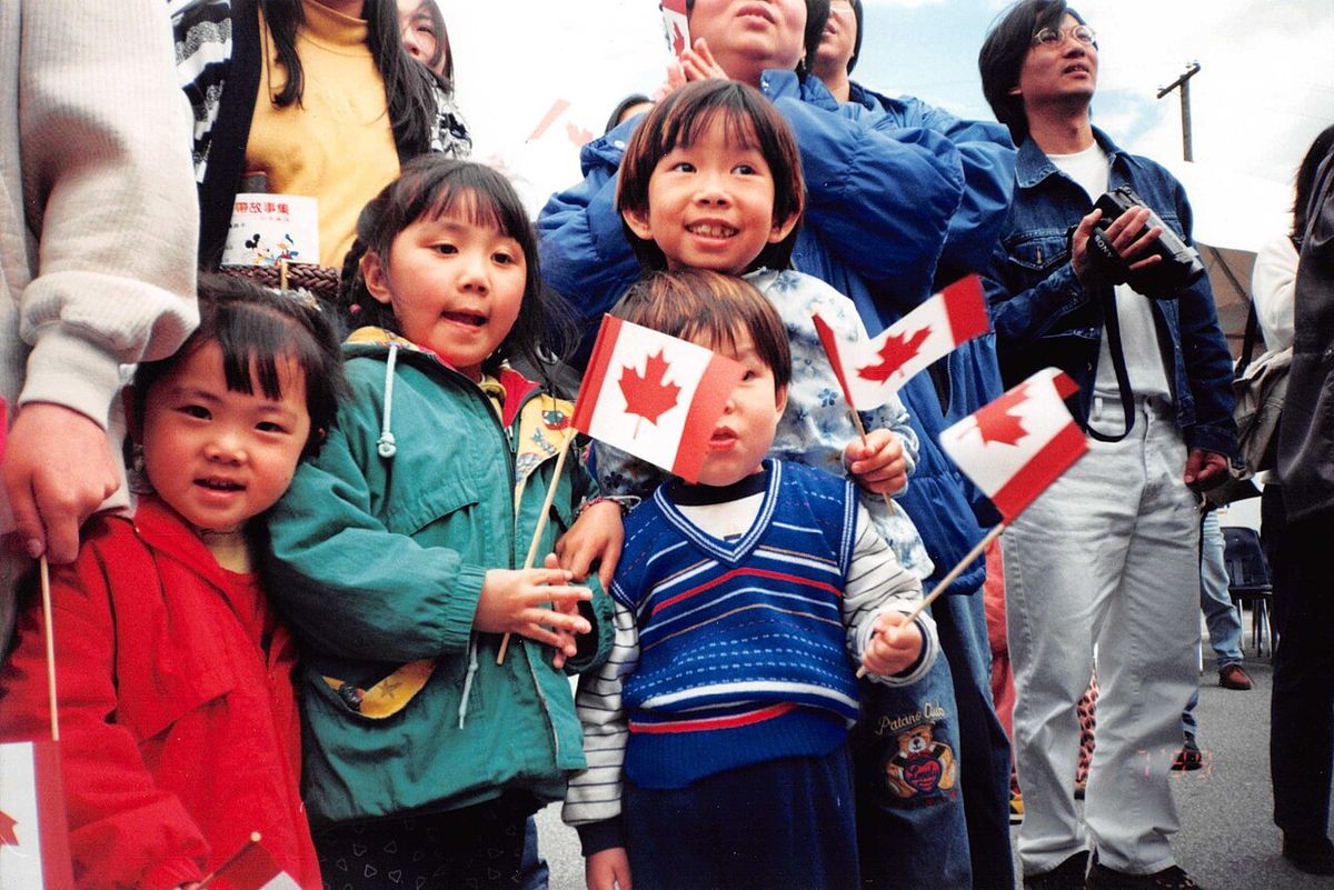 Chinese Canadian Children Celebrating Canada Day in 1999
