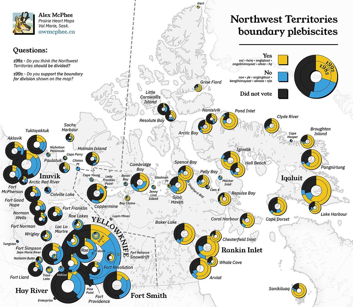 Results of the 1982 Northwest Territories division plebiscite and the 1992 jurisdictional boundaries plebiscite in the Northwest Territories