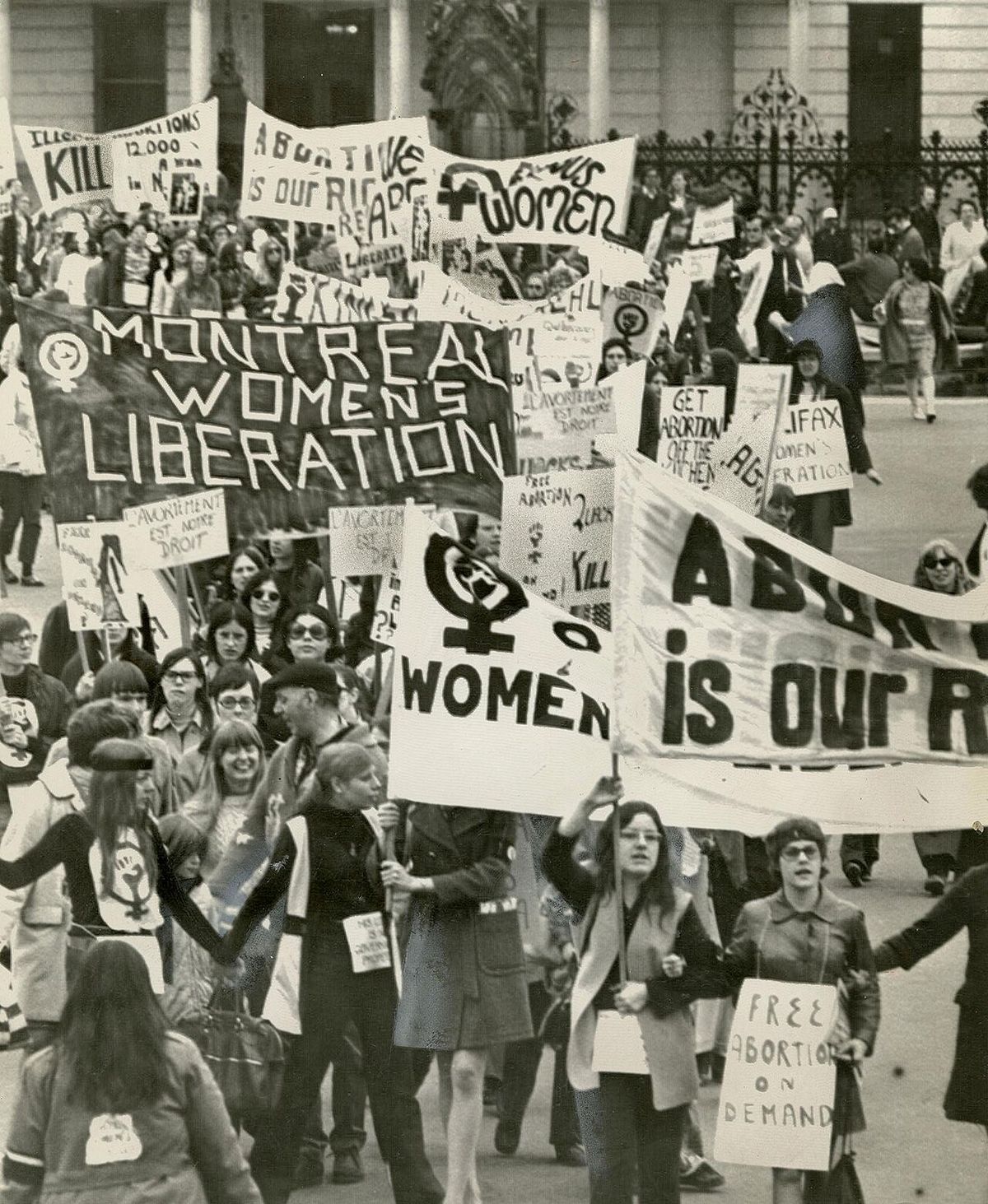 Original Toronto Star caption: All across the country women protest Canada's abortion laws while the "well-educated, silver spoon set" suppo