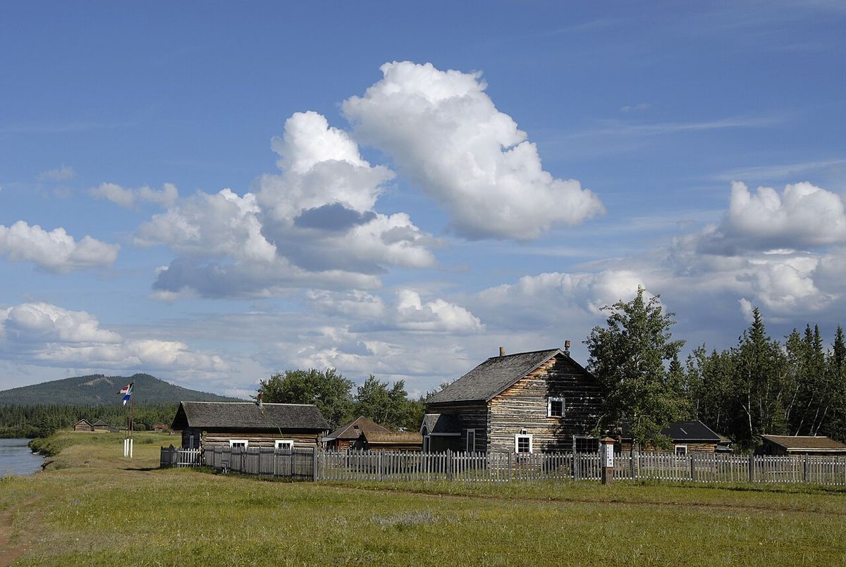An image of some of the historic buildings at Fort Selkirk, Yukon, Canada.