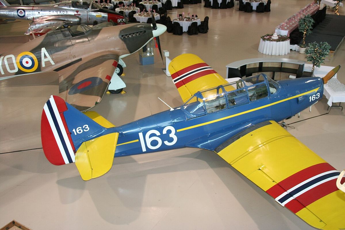 Fairchild PT-19 of the Royal Norwegian Air Force on display at the Canadian Warplane Heritage Museum.