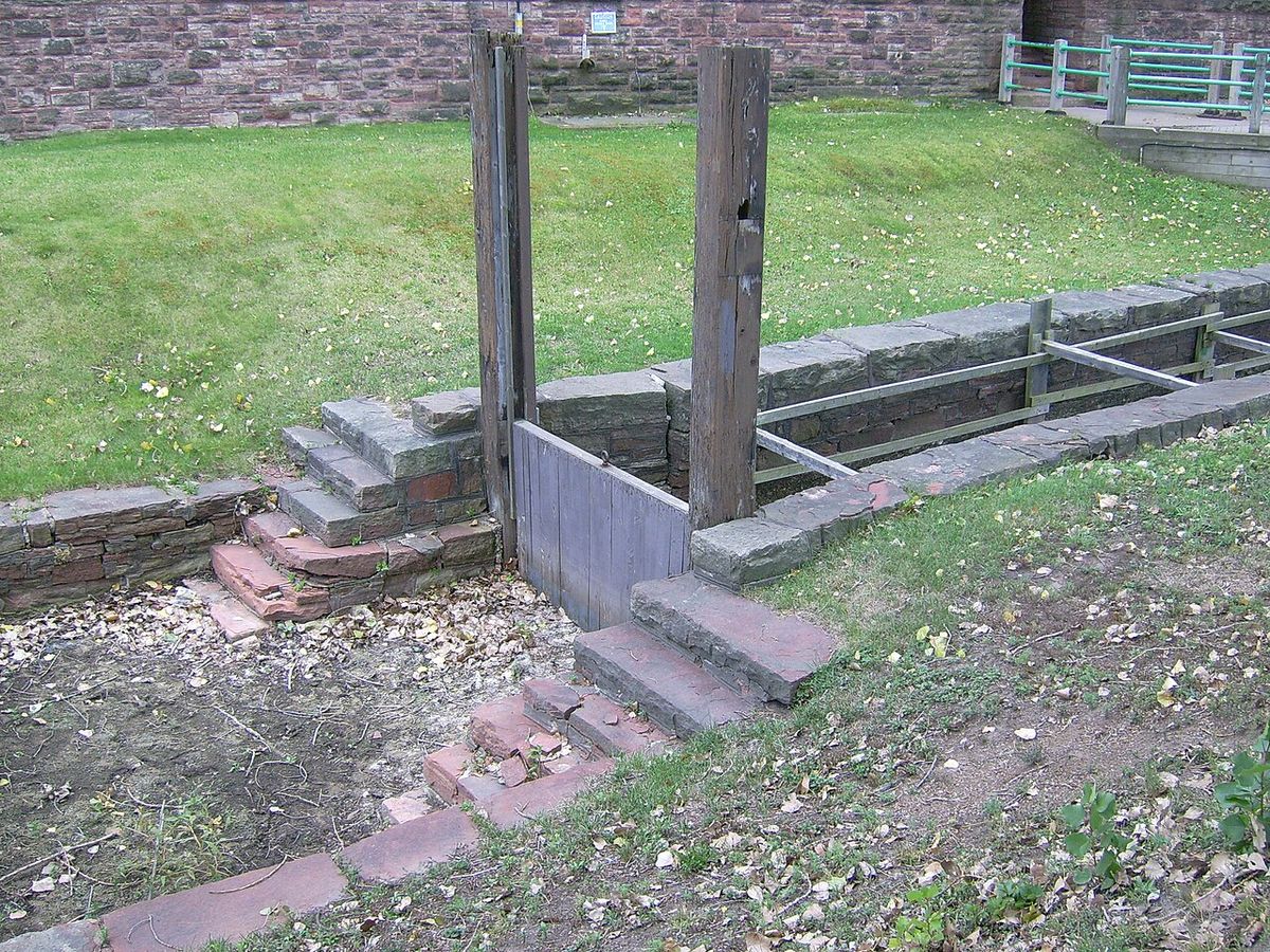 North West Company Lock, an 1896 replica built atop the original 1797 bateaux lock, Sault Ste. Marie, Ontario.