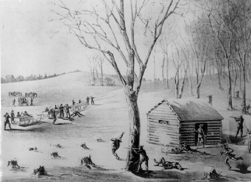 Illustration of the en:Battle of Duck Lake.