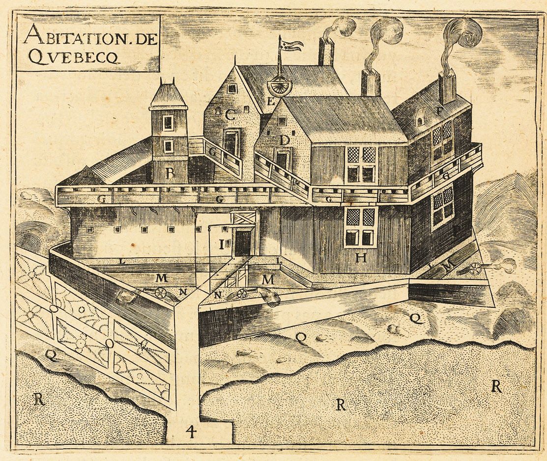 The Quebec Settlement : A.—The Warehouse. B.—Pigeon-loft. C.—Detached Buildings where we keep our arms and for Lodging our Workmen. D.—Anoth