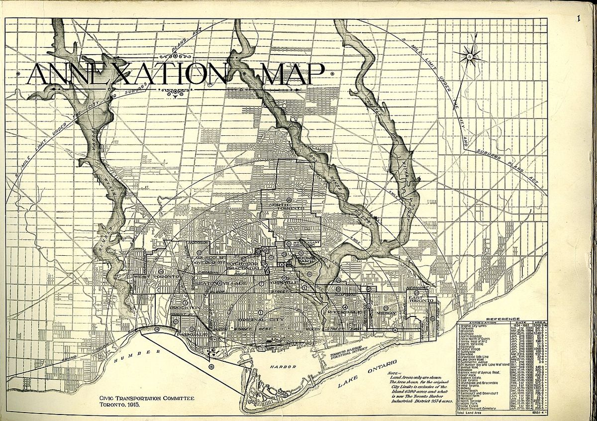 Map and timeline of Toronto annexation history