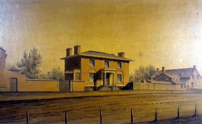 The offices of the Canada Company on the east side of Frederick Street between King and Front. The Canada Company purchased a million hectar