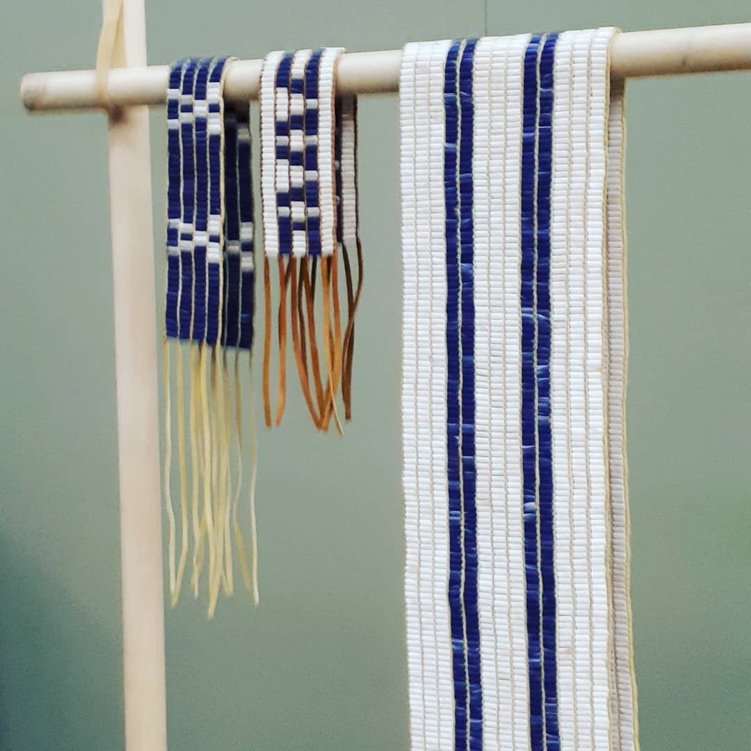Traditional Native American wampum belts, on display at The Link in Sutton, Ontario, during a presentation by Brian Charles, an off-reserve 