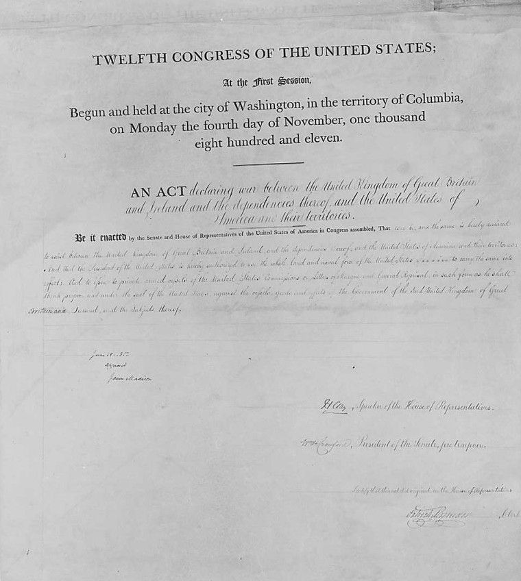 US Declaration of War against the United Kingdom, War of 1812