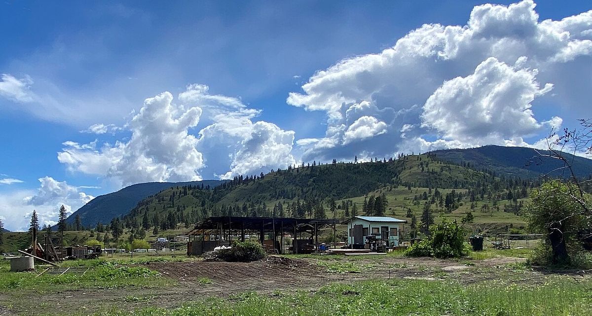 Charred remains of Sacred Heart Mission Church of Penticton, May 2022